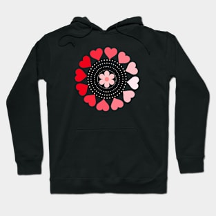 Red hearts circles Hoodie